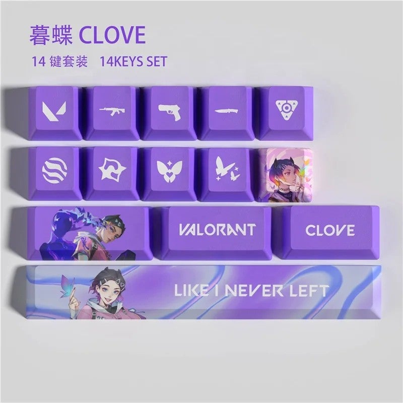 Bluejw Popular Valorant-Themed PBT Dye Sub Keycaps - 14 Key Set - Gaming Keyboard Upgrade - Cherry Profile - Image 4